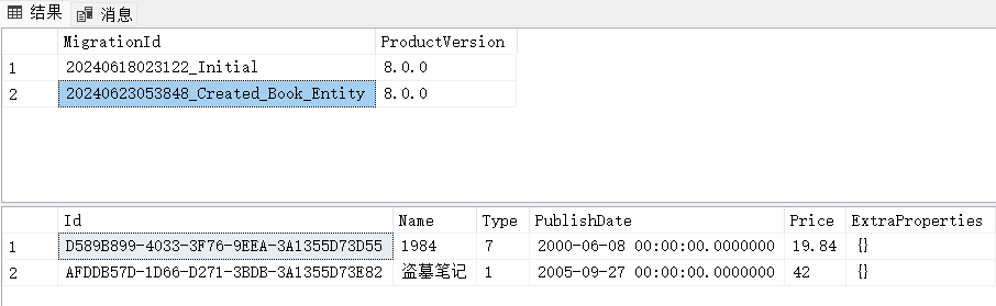 数据库查询结果